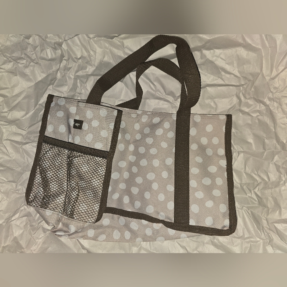 Polka Dot Tote Bag with Mesh Pocket